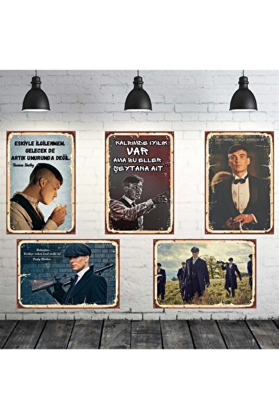 TAKIFİX Peaky Blinders Thomas Shelby Temalı 5 Adet Mdf Tablo Seti