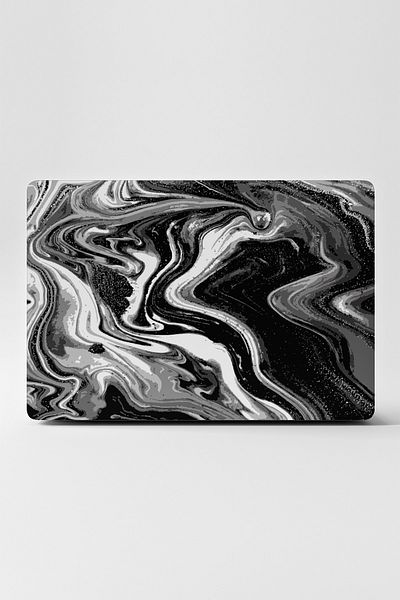 TUGİBU Laptop Sticker Coating Notebook Macbook Black White Marble