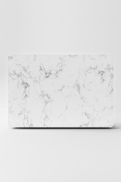 TUGİBU Laptop Sticker Kaplama Notebook Macbook Soft Beyaz Mermer