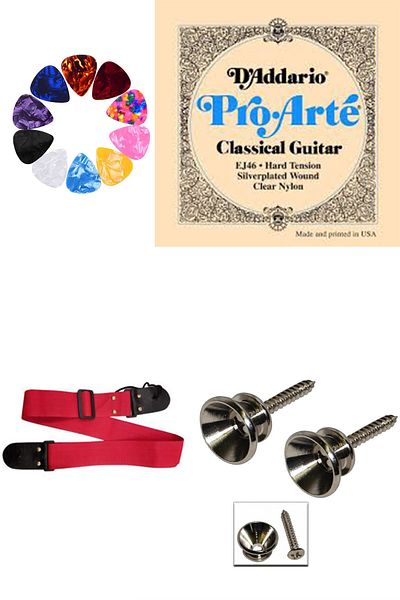 Daddario Ej 46 Classical Guitar String + Strap Belt + Strap Pin + 10 Pieces Plectrums