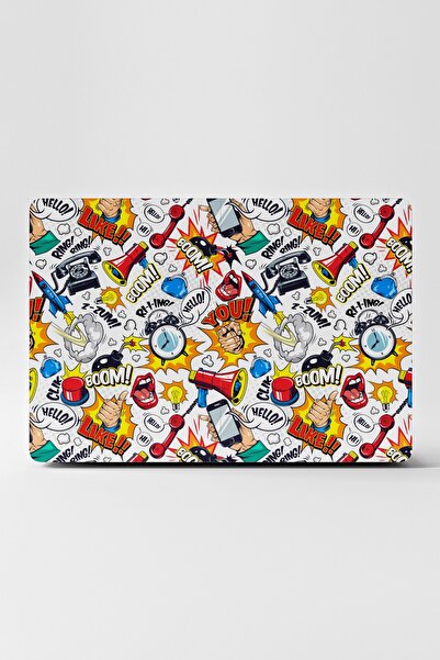 TUGİBU Laptop Sticker Kaplama Notebook Macbook Beyaz Pop Art