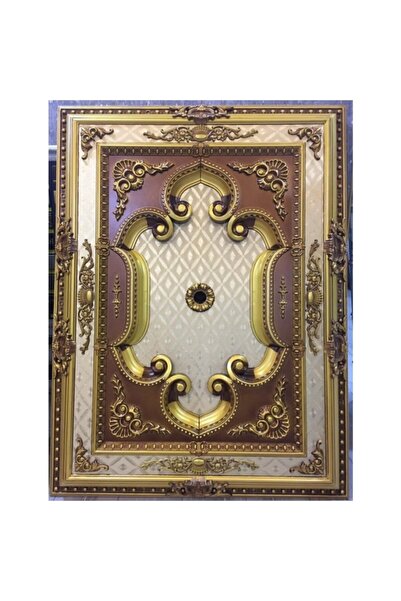 Genel Markalar Dikdörtgen Kahve Eskitme Kabartma Desenli Ve Işlemeli Göbek Sa...