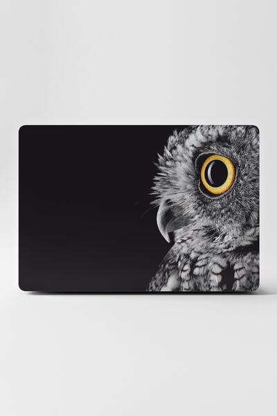 TUGİBU Laptop Sticker Kaplama Notebook Macbook Siyah Baykuş