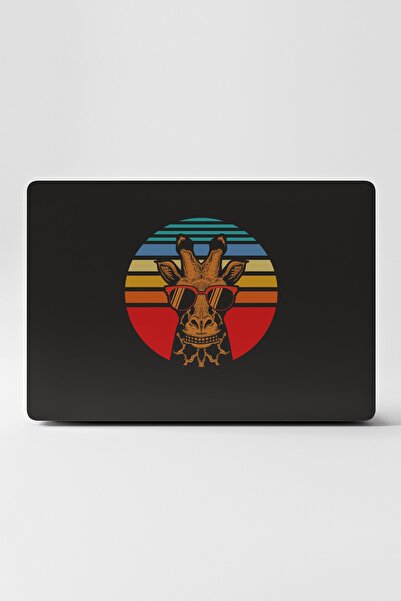 TUGİBU Laptop Sticker Kaplama Notebook Macbook Siyah Retro Zürafa