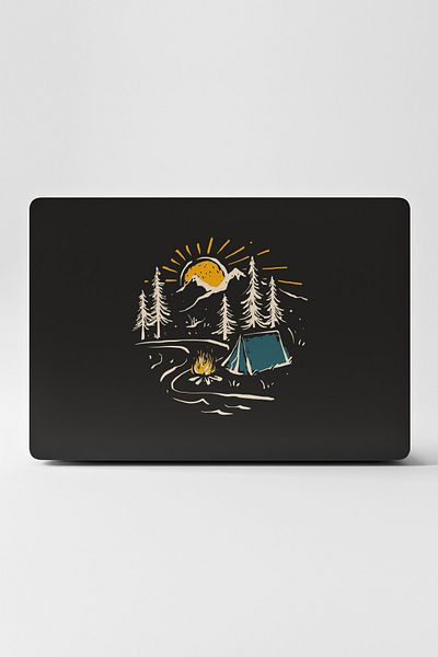 TUGİBU Black Camping Laptop Sticker Covering Notebook Macbook