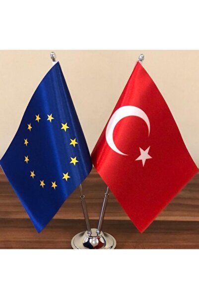 Krom Direkli Avrupa Birliği Türkiye Masa Bayrağı