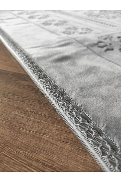 Keven Home Gray Non-Slip Based Soft Textured Plush Prayer Rug 80X120Cm
