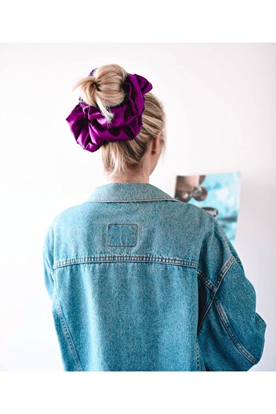 G.ÖNAL إبزيم مطاطي من الساتان ذو لون البرقوق مقاس كبير للسيدات