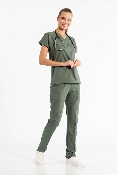 Owlet Medikal Set de uniforme chirurgicale pentru asistentă și doctor verde armată