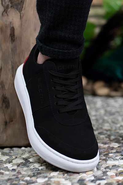 Riccon Ανδρικά Μαύρα Κόκκινα Παπούτσια Sneaker