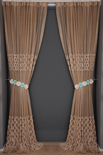 AKÇA TEKSTİL Ottoman Model Mink Color Single Wing Sewn Pleated Background Curtain 300*260 Cm
