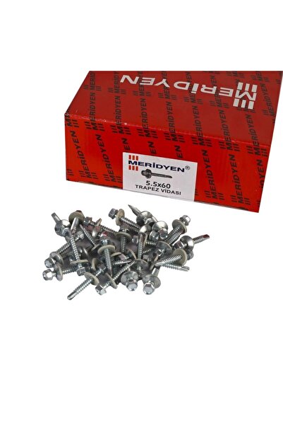 Meridyen 5.5 X 60 Mm Matkap Uçlu Trapez Çatı Vidası 200 Adet