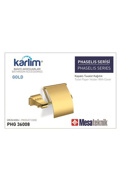 Mesateknik حامل ورق التواليت المغطى من سلسلة Karlim Phaselis باللون الذهبي