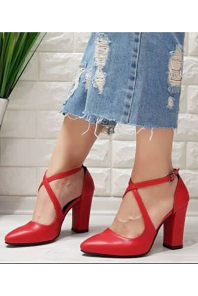 Göymen Kundura Kadın Abiye Stilato Karnıyarık Kırmızı Çilt