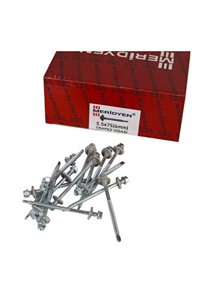 Meridyen 5.5 X 75 Mm Matkap Uçlu Trapez Çatı Vidası 200 Adet