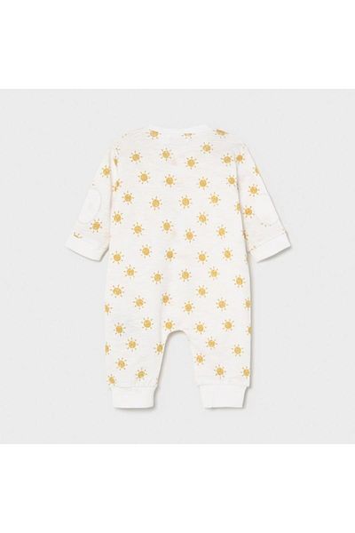 MAYORAL Unisex Baby Cream Yellow Printed Footless Jumpsuit Ss21 1630 089