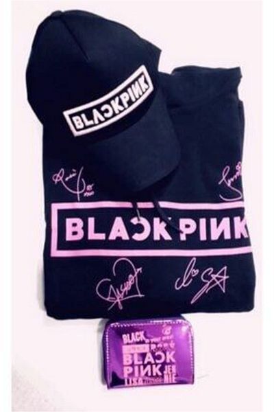 GC GÖKHAN CLUB Суитшърт за момиче Blackpink, комбинация от шапка и портфейл Blackpink