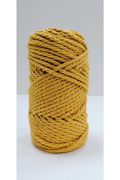Hobigun Cotton Macrame Thread Taranan 3 Mm 3 Twist 250 gr Mustard