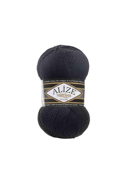 Alize Superlana Black Knitting - Classic Spinning Wool Yumak 60