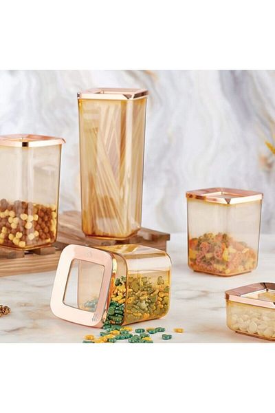 VİP AHMET 5-Piece Clear Copper Square Storage Set