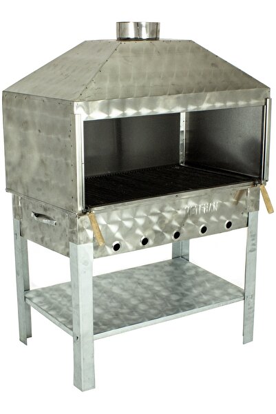 METEHAN MANGAL SOBA Davlumbazlı Bacalı Maltız Izgaralı Krom Mangal Mth-296