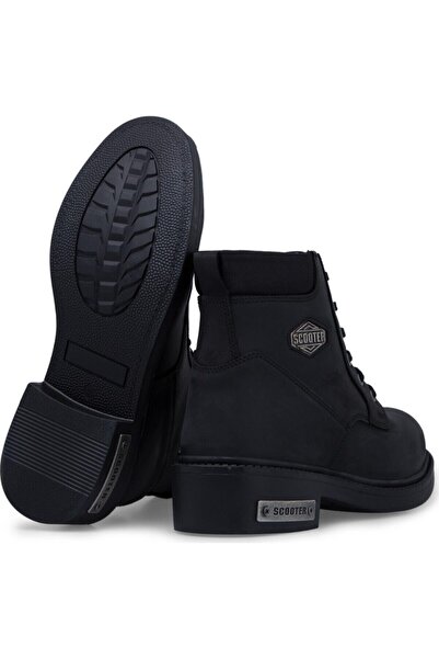 Scooter Hakiki Deri Kaydırmaz Üşütmez Taban Modeli Erkek Bot Siyah 5121