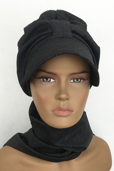 Vera Bonnet Ready Turban Alya Neck Collared Bonnet Thin Denim Smoked Scarf Hat Neck Covering Hijab Women's Bonnet