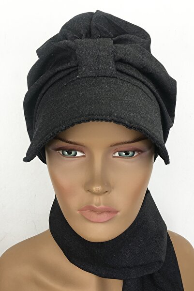 Vera Bonnet Ready Turban Alya Neck Collared Bonnet Thin Denim Smoked Scarf Hat Neck Covering Hijab Women's Bonnet