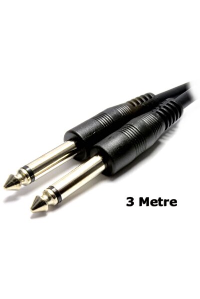WOZLO 6.3mm Mono Çivi Jak Jack Mikrofon Gitar Kablosu 3 Metre Kalite