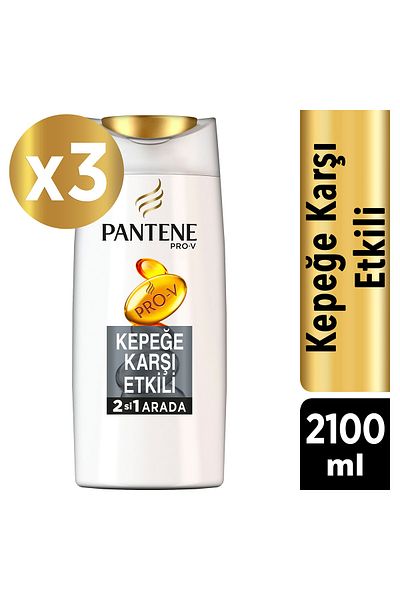 Pantene 700 ml x 3 Pieces 2 in 1 Shampoo - Effective Against Dandruff
