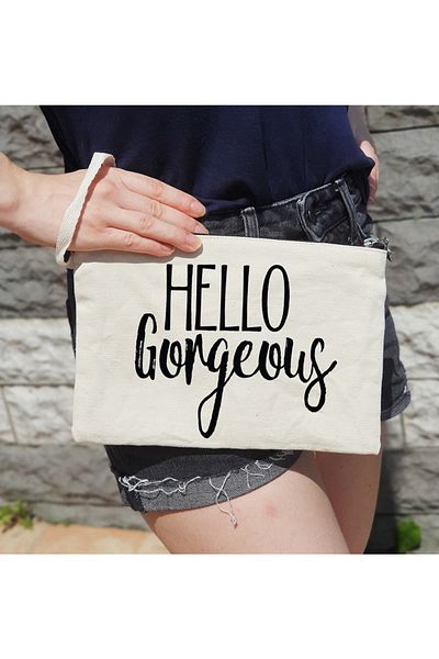 PEKSHOP Γυναικεία τσάντα μακιγιάζ Hello Gergeous με γραπτή γραμμή