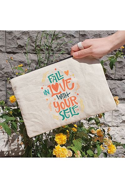 PEKSHOP Τσάντα Clutch - Fail In Love Written Lined Makeup Bag