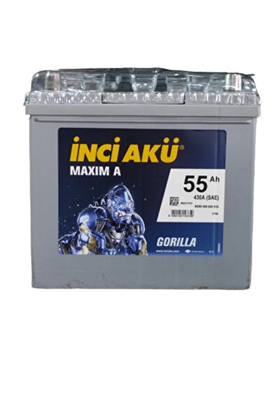 İNCİ AKÜ Inci 55 Ah Maxima Gorilla ( Japon Tip) ( Dar Akü)