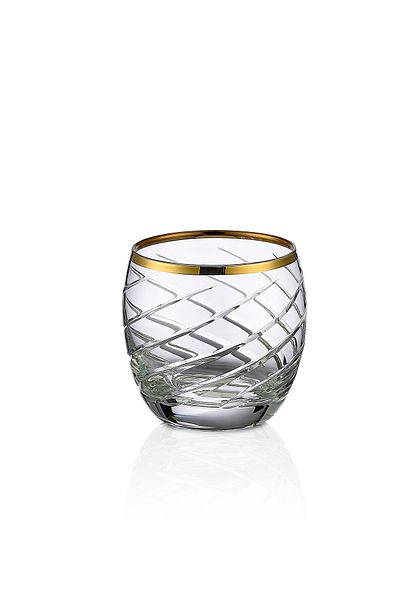 KCD Armonı Platinum Cut Hand Decor Gilded 6 Pieces Patterned Water Glass Set