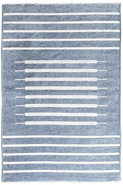 MYHOME HALI Moretti Striped Mavi Yıkanabilir Çizgi Desenli Halı Salon Koridor...