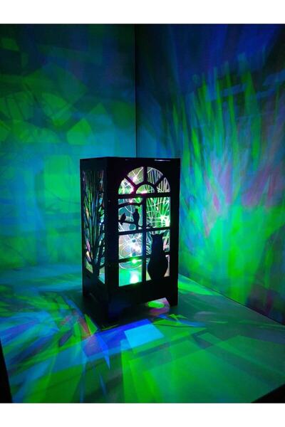 DDTREND Özel Tasarım Ahşap Abajur Masa Lambası Pilli Gece Lambası Renkli Rgb ...