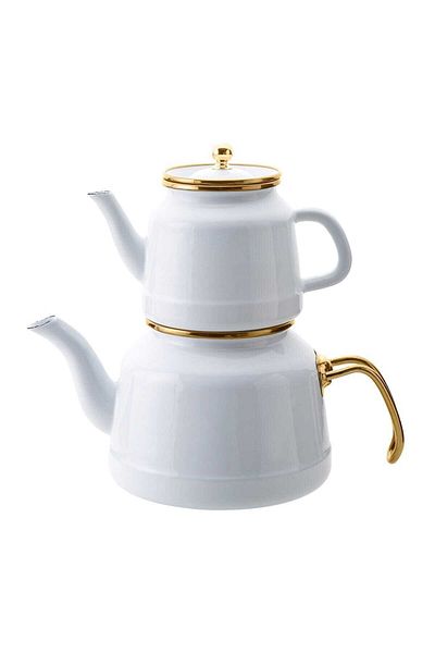 Emsan Troy Maxi Induction Base Enamel Teapot Set White