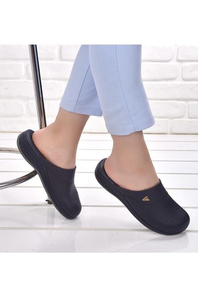 Ceyo Navy Blue Sabo Closed Gel Sole Heel Spur Slippers 9844 Flex-1