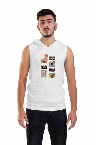 Raf Coll Αμάνικο λευκό μπλουζάκι με στάμπα Unisex