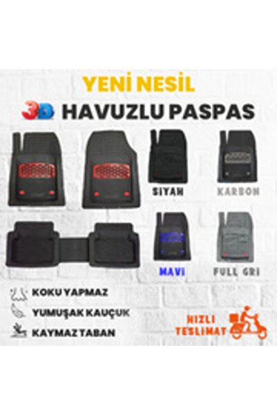 SAFİR Fiat Punto 2010 Model 3d Havuzlu Paspas Kırmızı