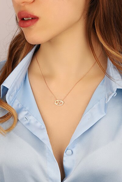 Lia Berto Kadın Rose Yengeç Burcu 925 Ayar Gümüş Kolye