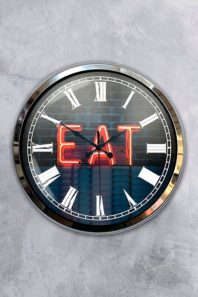 Kasva Concept Gift 40 cm Chrome Metal Eat Wall Clock