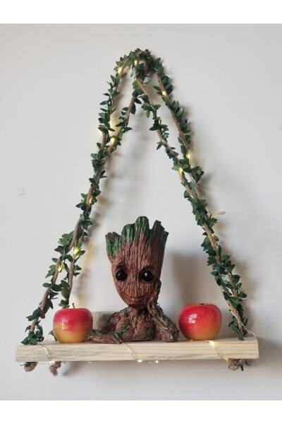 KozmoParti Dekoratif Halatlı Raf Kitaplık - 3m Günısıgı Led -3m Yapay Şerit S...