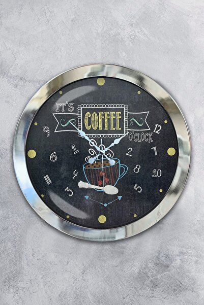 Platin Saat هدية ساعة حائط مطبخ معدنية من الكروم مقاس 36 سم