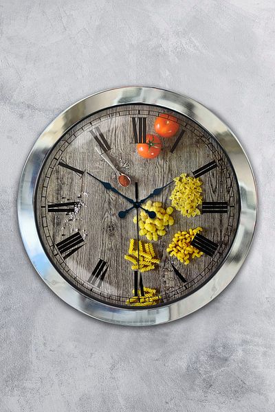 Kasva Concept Gift 36 cm Chrome Metal Kitchen Wall Clock