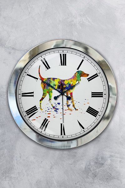 Kasva Concept 36 cm Chrome Metal Dog Figure Wall Clock