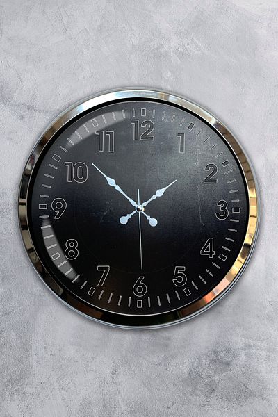 Kasva Concept Δώρο 40 εκ. Χρώμιο Μεταλλικό Μαύρο Ρολόι Τοίχου
