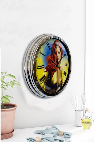 Kasva Concept Gift 40 cm Chrome Metal Rihanna Wall Clock