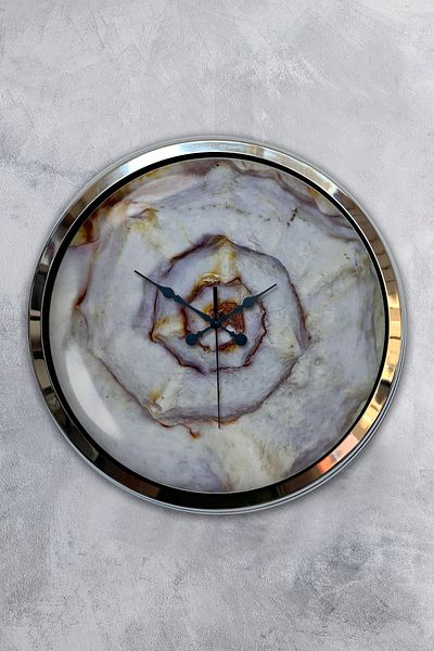 Kasva Concept Cadou 40 Cm Ceas de Perete Crom Metal Swirl