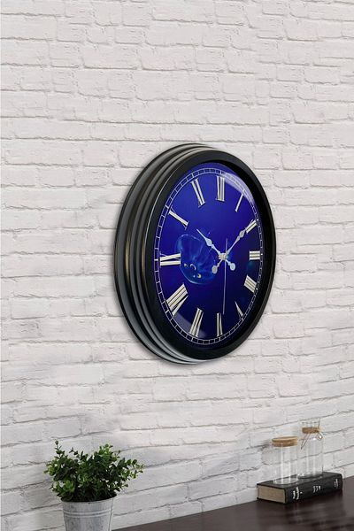 Kasva Concept Ceas de perete infinit albastru din metal negru de 40 cm